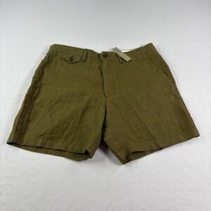 J Crew Linen Shorts Mens Size 33 Green Chino Oarsman Casual Preppy NEW